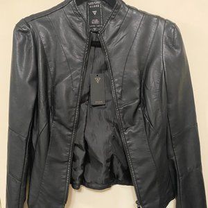 Guess Sierra mock neck leather jacket, Size XS, new with tags